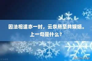 因法相逢亦一时，云泉所至共娱嬉。上一句是什么？