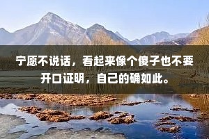 宁愿不说话，看起来像个傻子也不要开口证明，自己的确如此。