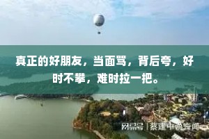 真正的好朋友，当面骂，背后夸，好时不攀，难时拉一把。