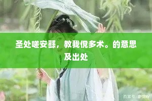 圣处嗟安繇，教我傥多术。的意思及出处