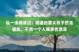 弘一法师说过：相逢的意义在于照亮彼此，不然一个人喝茶也浪漫