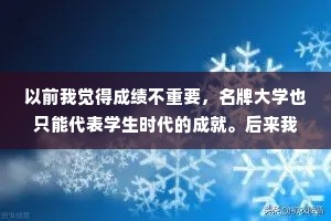 以前我觉得成绩不重要，名牌大学也只能代表学生时代的成就。后来我发现，努力是种习惯，它会贯穿终生。