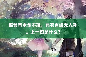 揲蓍有术金不换，鹑衣百结无人补。上一句是什么？