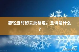 忽忆当时初会此桥边。全诗是什么？