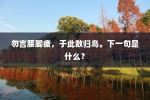 勿言腰脚疲，于此数归鸟。下一句是什么？