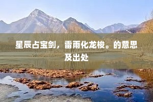 星辰占宝剑，雷雨化龙梭。的意思及出处