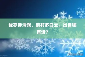 我亦待清曙，前村多白云。出自哪首诗？