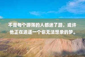 不是每个游荡的人都迷了路，或许他正在追逐一个你无法想象的梦。