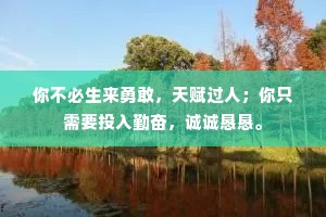 你不必生来勇敢，天赋过人；你只需要投入勤奋，诚诚恳恳。