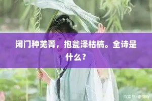 闭门种芜菁，抱瓮泽枯槁。全诗是什么？
