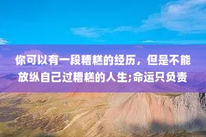你可以有一段糟糕的经历，但是不能放纵自己过糟糕的人生;命运只负责洗牌，出牌的永远是我们自己。