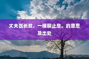 丈夫岂长贫，一椽聊止息。的意思及出处