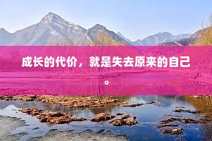 成长的代价，就是失去原来的自己。