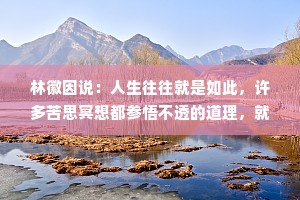 林徽因说：人生往往就是如此，许多苦思冥想都参悟不透的道理，就在某个寻常的瞬间，一切都有了答案。