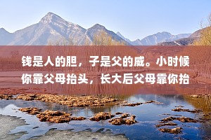钱是人的胆，子是父的威。小时候你靠父母抬头，长大后父母靠你抬头，父母给的是背景，自己拼的才是江山。人这一生能用钱捍卫尊严的时刻多了，别让自己懦弱，别让父母低头。