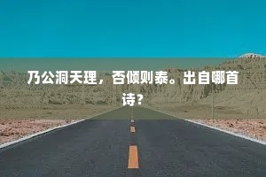 乃公洞天理，否倾则泰。出自哪首诗？