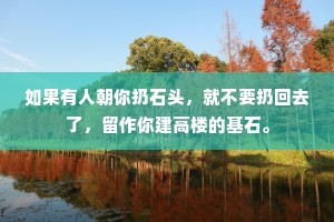 如果有人朝你扔石头，就不要扔回去了，留作你建高楼的基石。