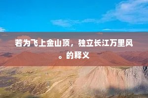 若为飞上金山顶，独立长江万里风。的释义