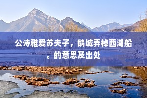 公诗雅爱苏夫子，鹅城弄棹西湖船。的意思及出处