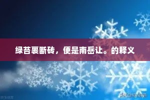 绿苔裹断砖，便是南岳让。的释义