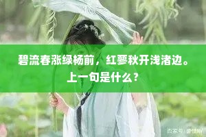碧流春涨绿杨前，红蓼秋开浅渚边。上一句是什么？