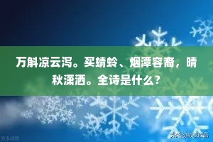 万斛凉云泻。买蜻蛉、烟潭容裔，晴秋潇洒。全诗是什么？