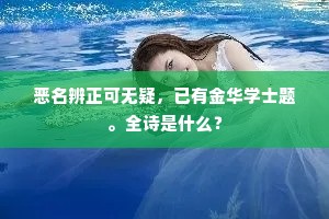 恶名辨正可无疑，已有金华学士题。全诗是什么？