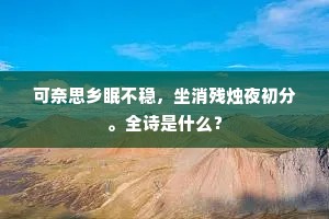 可奈思乡眠不稳，坐消残烛夜初分。全诗是什么？