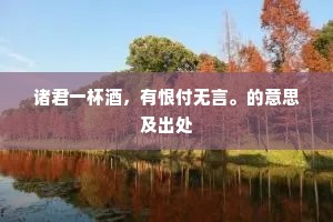 诸君一杯酒，有恨付无言。的意思及出处