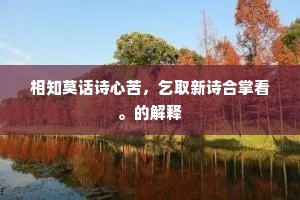 相知莫话诗心苦，乞取新诗合掌看。的解释
