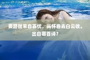 要路抛来自寡忧，高怀卷去白云收。出自哪首诗？