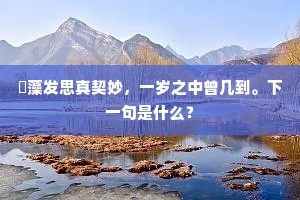摛藻发思真契妙，一岁之中曾几到。下一句是什么？