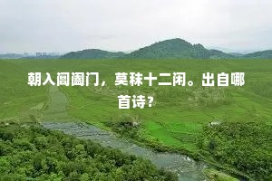 朝入阊阖门，莫秣十二闲。出自哪首诗？