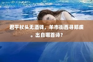 君平杖头无酒钱，羊市街西寻郑虔。出自哪首诗？