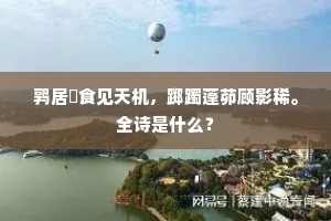 鹑居鷇食见天机，踯躅蓬茆顾影稀。全诗是什么？