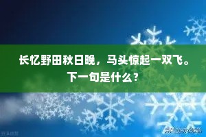 长忆野田秋日晚，马头惊起一双飞。下一句是什么？