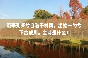 流来孔多兮自溢于林间，出始一勺兮下合成川。全诗是什么？