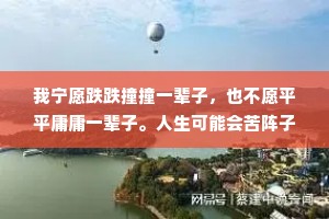 我宁愿跌跌撞撞一辈子，也不愿平平庸庸一辈子。人生可能会苦阵子，但绝对不会苦一辈子。