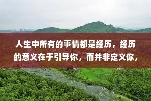 人生中所有的事情都是经历，经历的意义在于引导你，而并非定义你，每一都有它存在的道理。欲得忠言逆耳之益友，当有虚怀若谷之心胸，路虽远，行则将至。