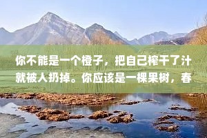 你不能是一个橙子，把自己榨干了汁就被人扔掉。你应该是一棵果树，春华秋实，年年繁茂你更应该是一粒种子，埋在土壤里面，吸收养分。人一定要努力，坚定自己，胸怀大志!
