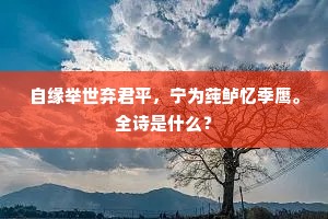 自缘举世弃君平，宁为莼鲈忆季鹰。全诗是什么？