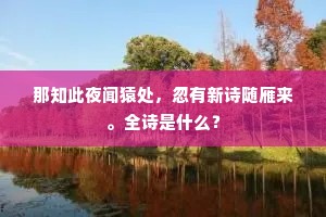 那知此夜闻猿处，忽有新诗随雁来。全诗是什么？