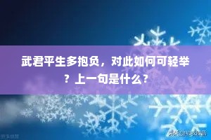 武君平生多抱负，对此如何可轻举？上一句是什么？