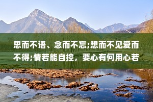 思而不语、念而不忘;想而不见爱而不得;情若能自控，要心有何用心若能自控，何苦要心动，情到深处伤最深，爱到深处心最痛。