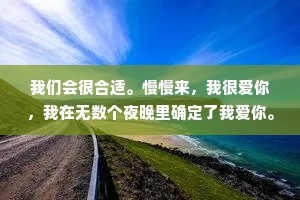 我们会很合适。慢慢来，我很爱你，我在无数个夜晚里确定了我爱你。