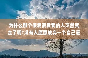 为什么那个很爱很爱我的人突然就走了呢?没有人愿意放弃一个自己爱了很久的人，只是你的冷漠和敷衍给多了，他的失望就攒够了他不是不爱你了，是你的行为让他觉得他应该放下你了。