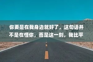 你要是在我身边就好了，这句话并不是在怪你，而是这一刻，我比平时更想你。