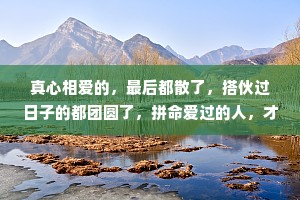 真心相爱的，最后都散了，搭伙过日子的都团圆了，拼命爱过的人，才会离散，敷衍相处的，反而留在了身边，这就是生活。