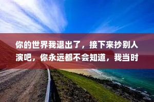 你的世界我退出了，接下来抄别人演吧，你永远都不会知道，我当时满眼是你，为你痴狂的样子，连我自己都羡慕。