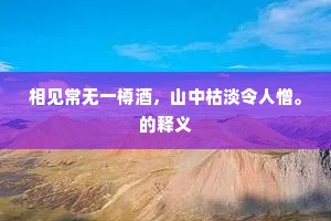 相见常无一樽酒，山中枯淡令人憎。的释义